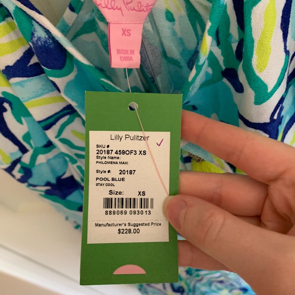 Lilly Pulitzer Philomena Maxi Dress, Stay Cool, size XS NWT - Picture 7 of 9